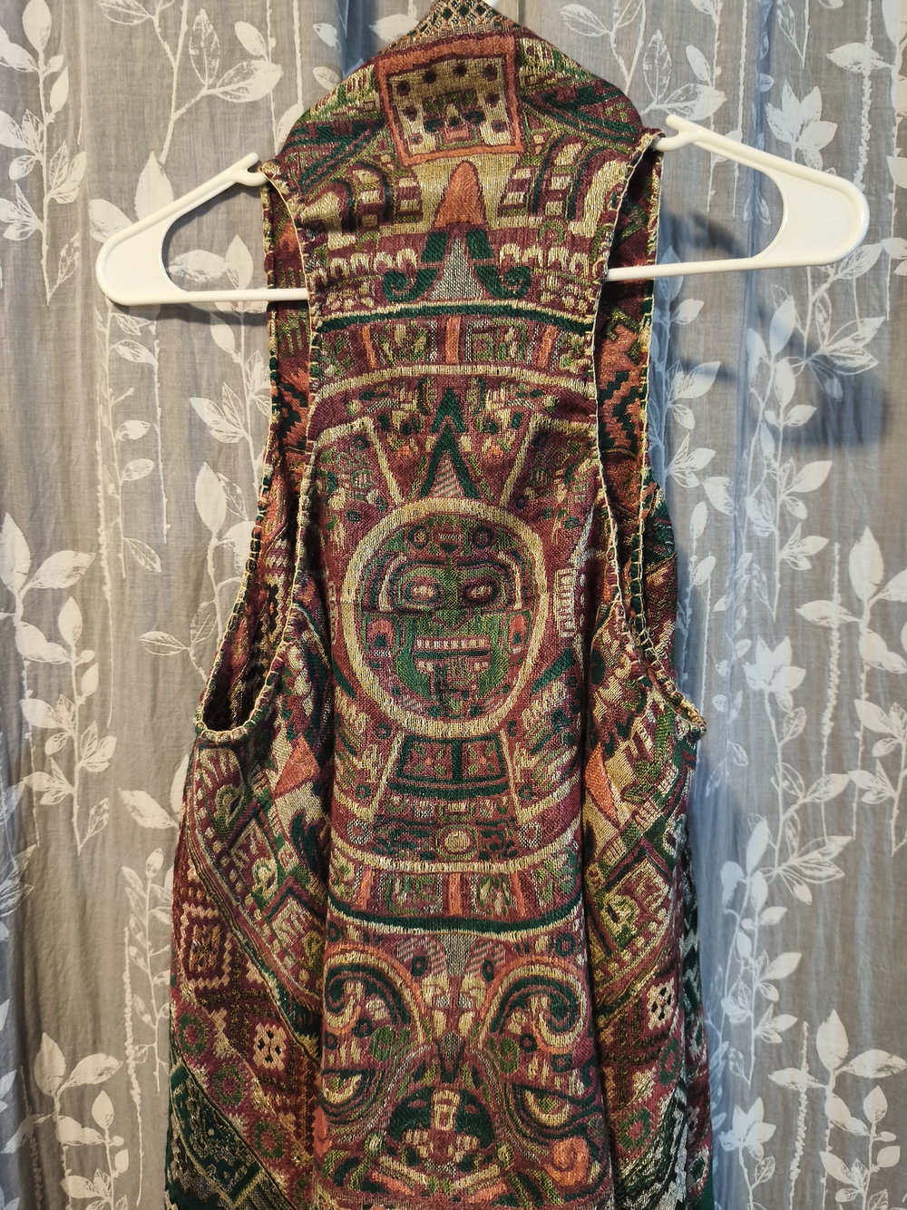 Bohemian Green Patterned Fringed Vest - Picture 6 of 7